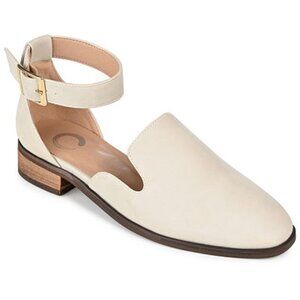 Journee Collection Cream Loafers with Ankle Strap